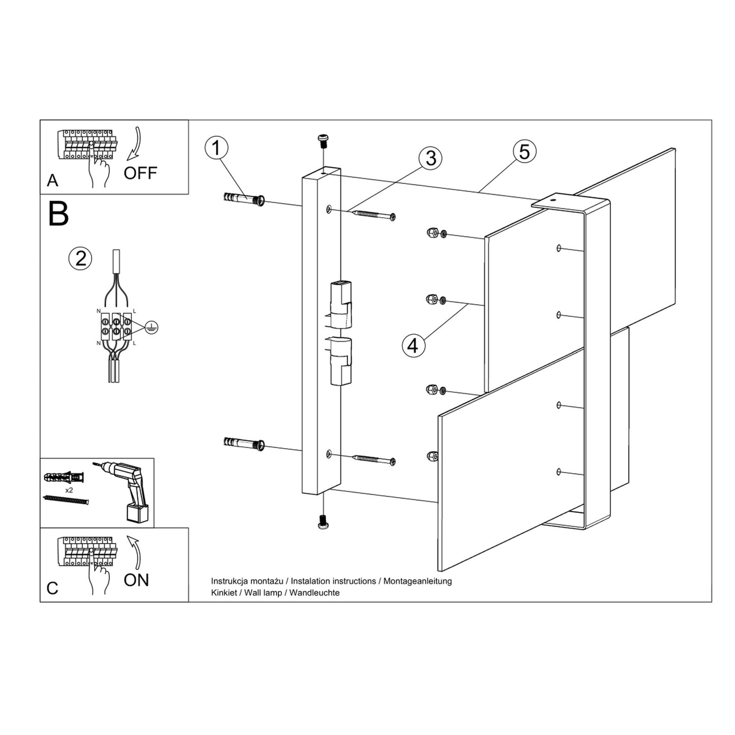 MASSIMO langwerpige wandlamp wit