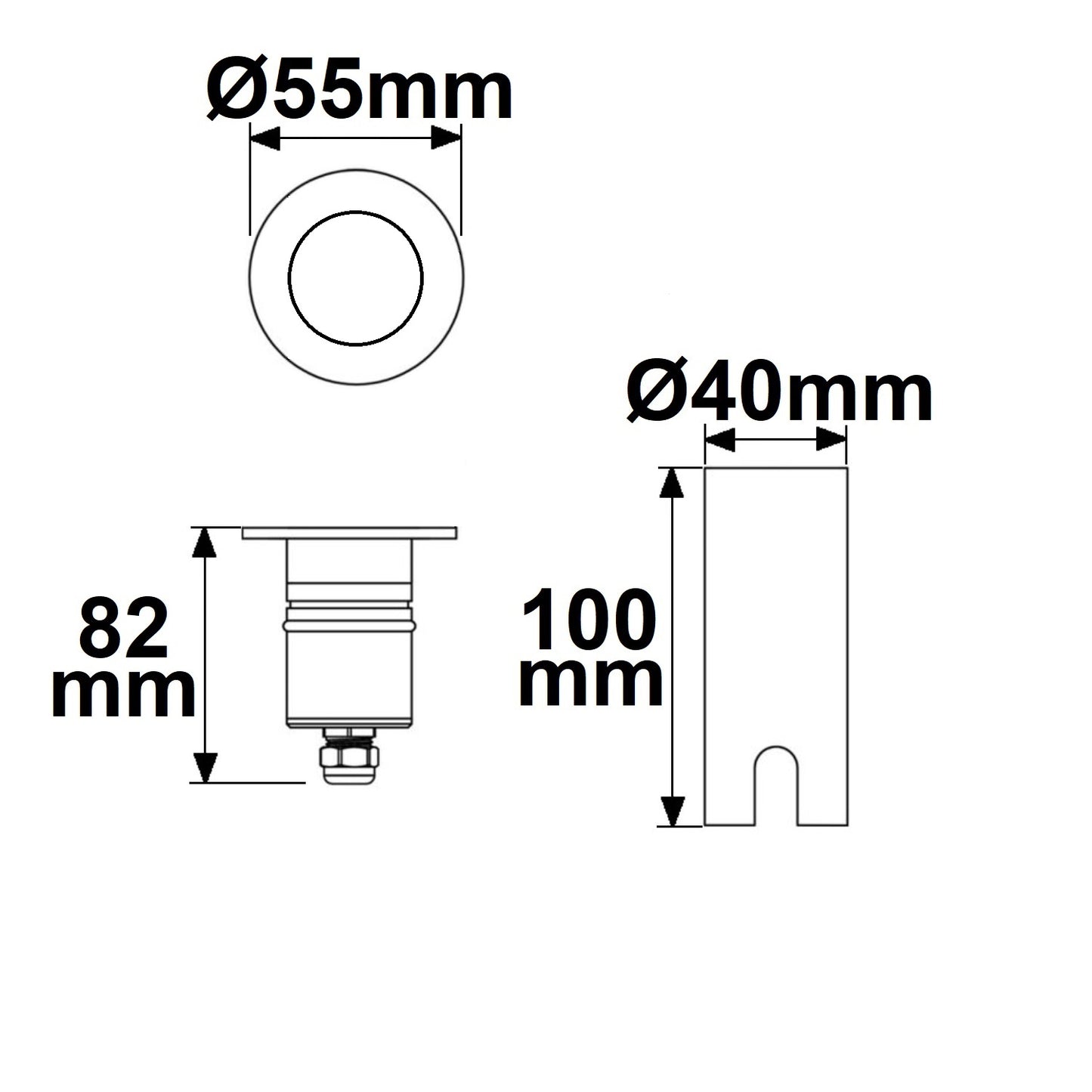 Zemní svítidlo nerez Ø55 | 3W 10° 3000K | IP67