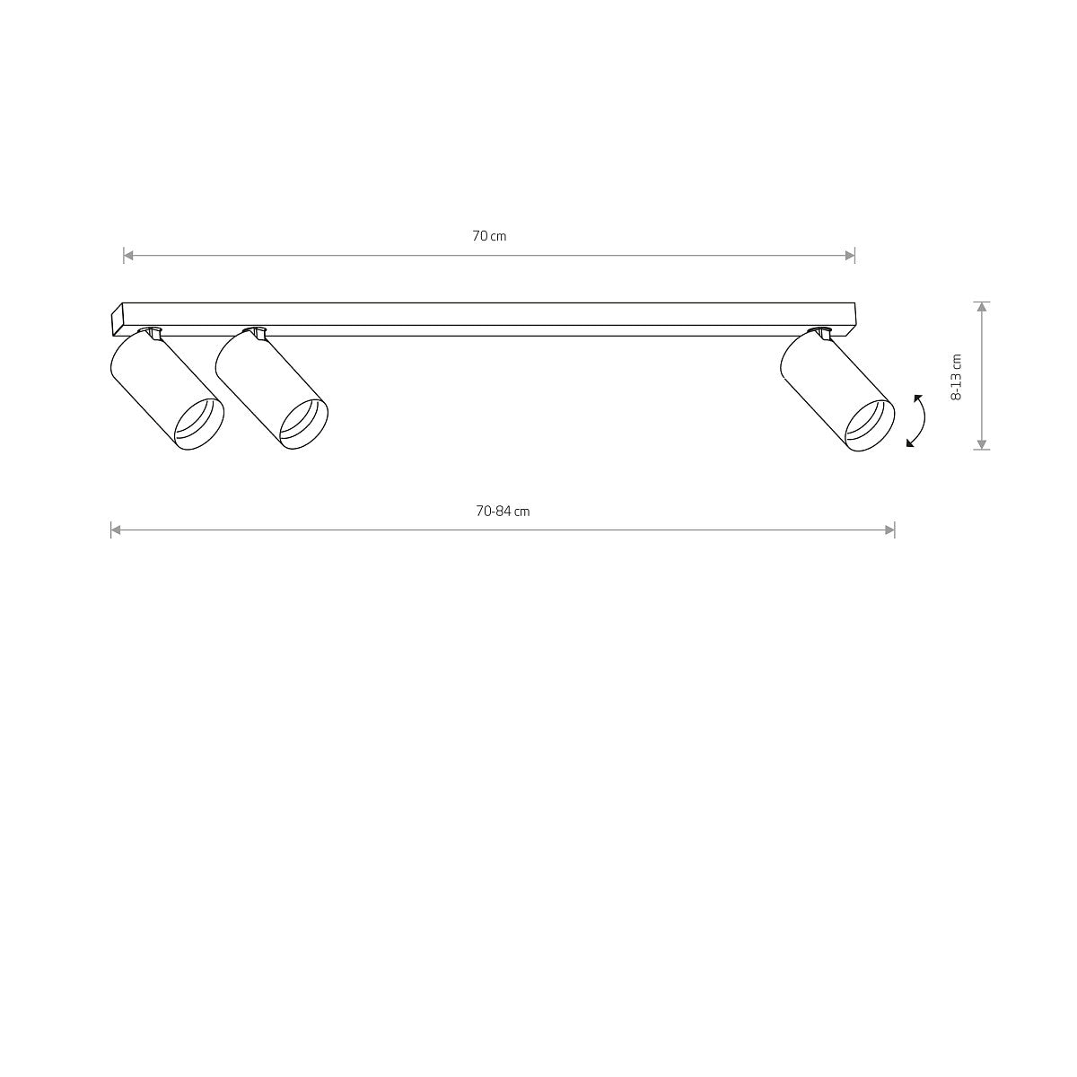 MONO III lineaire plafondbalk afmetingen maattekening