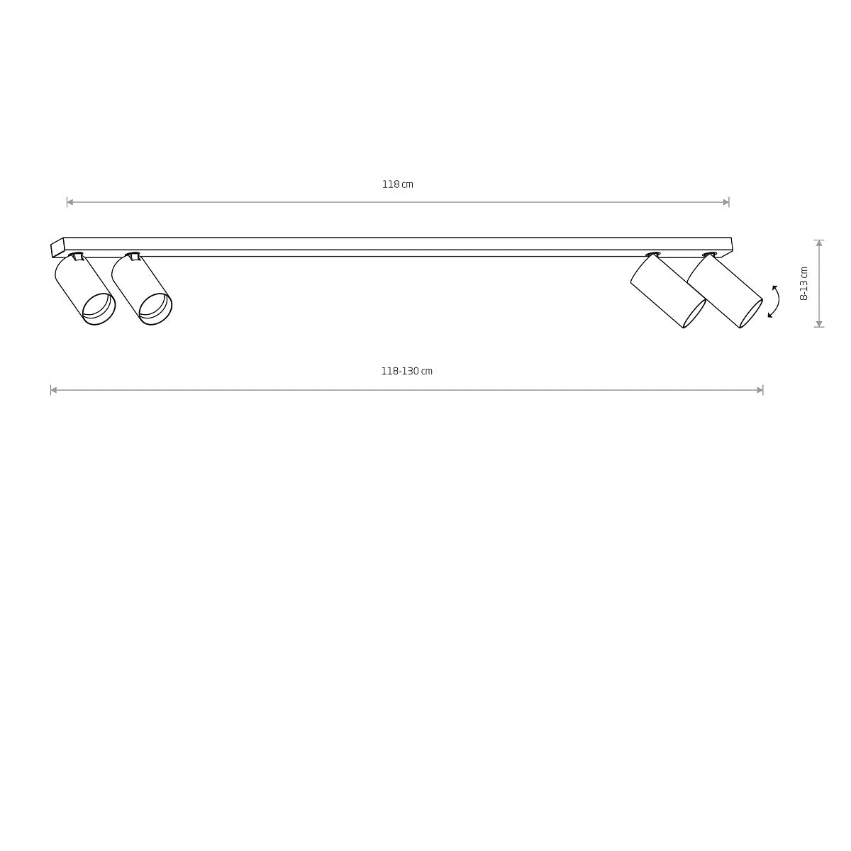 MONO IV lineaire plafondbalk afmetingen maattekening