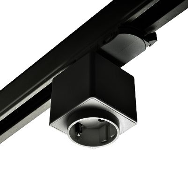 Stopcontact adapter 3-fase rail zwart