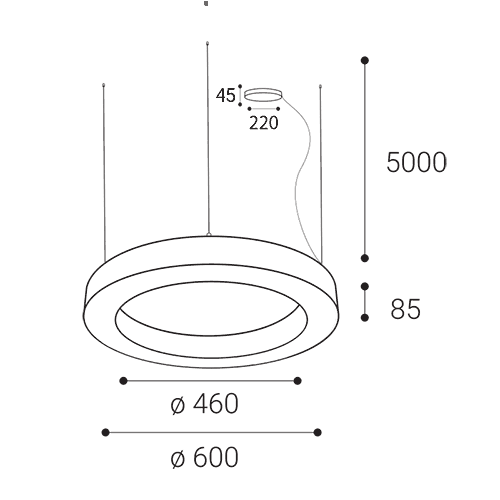 LED2 SATURN SLIM II P/N-Z hanglamp - afmetingen
