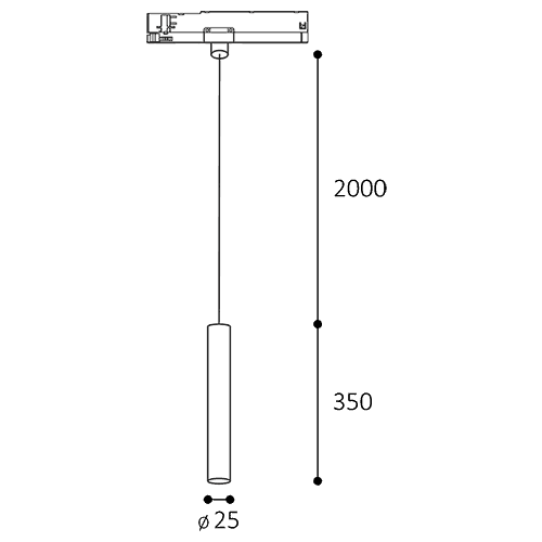 LED2 TRACK MIKY SLIM 3-fase hangende railspot - afmetingen