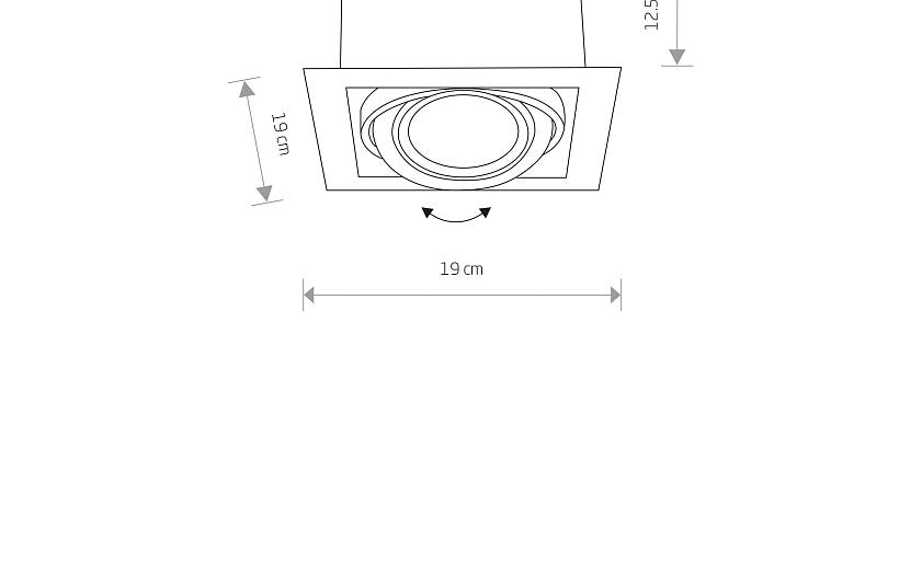 DOWNLIGHT I zwart maattekening (zaagmaat 16,5 x 16,5 cm)