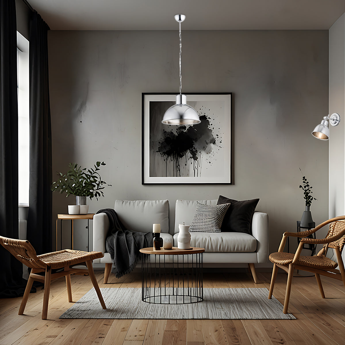 Eufrat chroom hanglamp sfeerfoto
