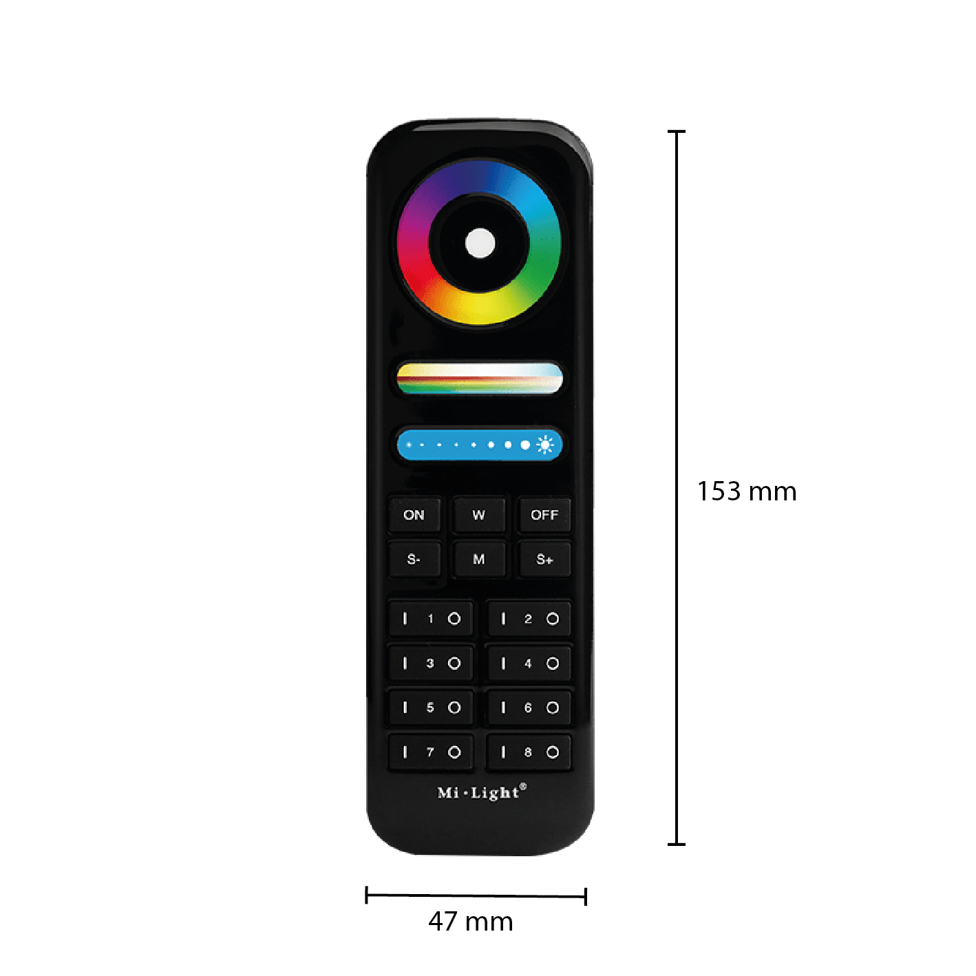 Mi-Light Afstandsbediening 8 Groepen RGB+CCT Zwart (FUT089-B)