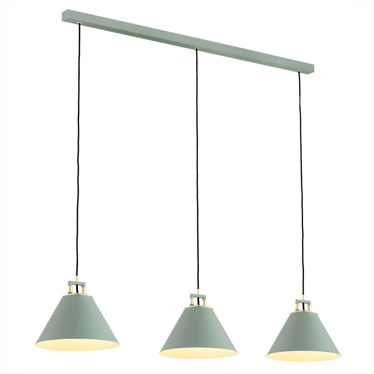Orte hanglamp Saliegroen-messing 3-lichts