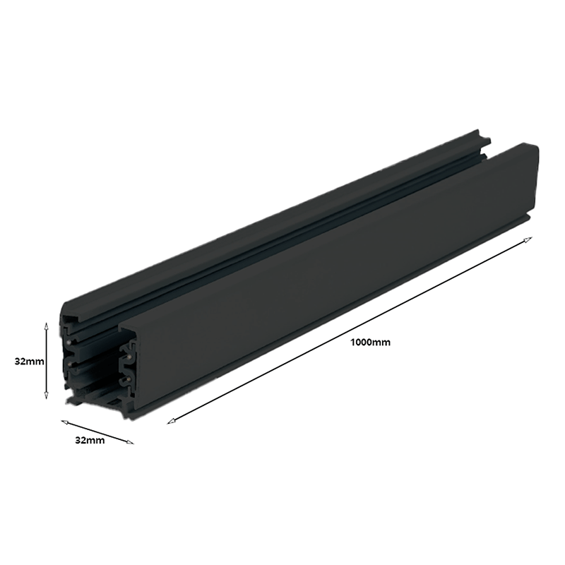 Lumexa 3-fase stroomrail 100 cm zwart detail