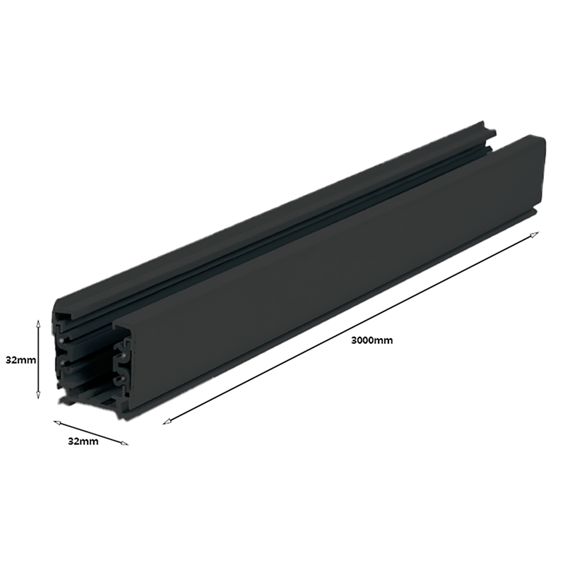 Lumexa 3-fase stroomrail 300 cm zwart detail