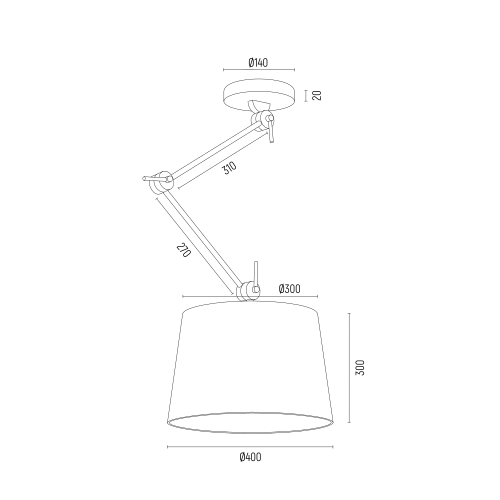 Zakyntos Plus hanglamp technische tekening met afmetingen