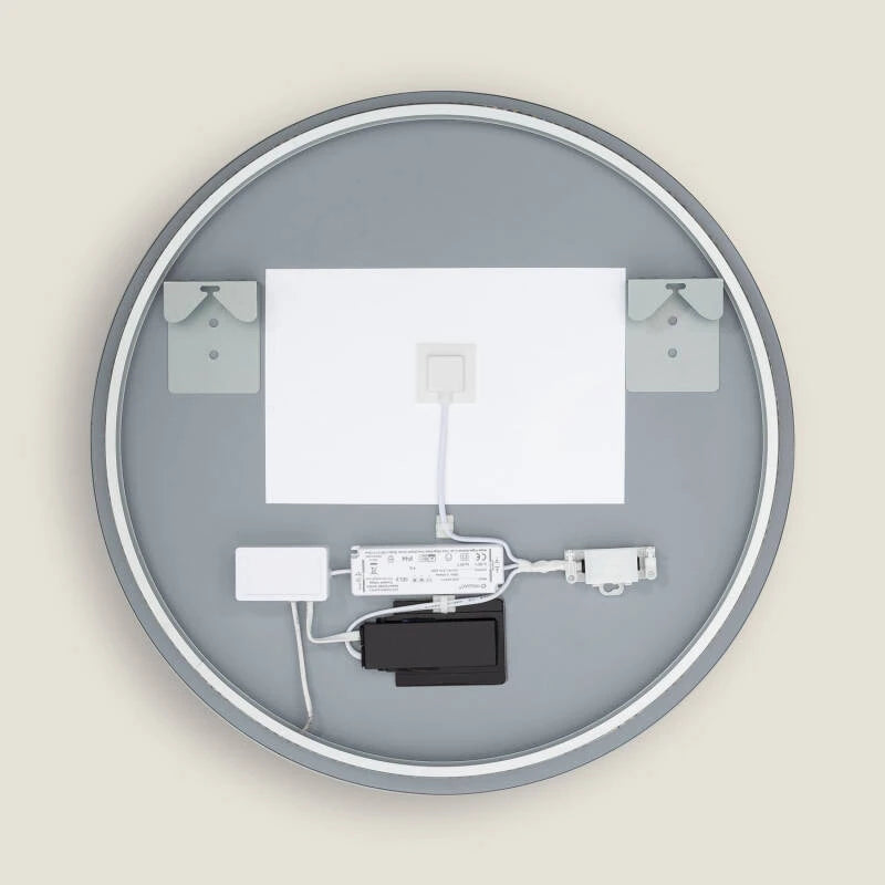LED spiegel rond 60 cm anticondens ingeschakeld