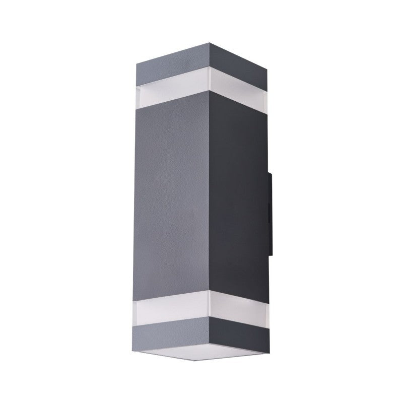Azzardo JASON 2 vierkante up-down buitenwandlamp donkergrijs