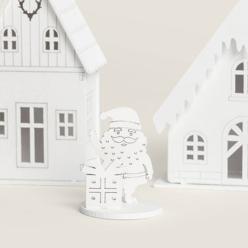 LED kerstdorp van hout | 4 LED | 1 meter breed
