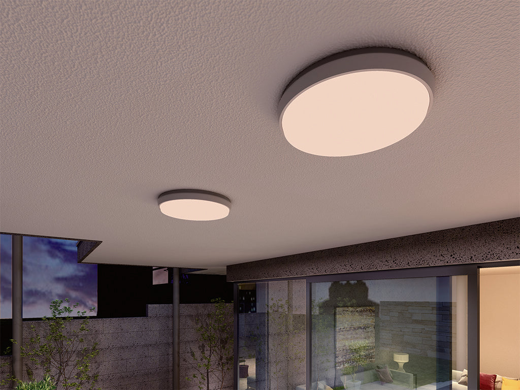 LED2 LUNA L wandlamp buiten sfeerbeeld gevel
