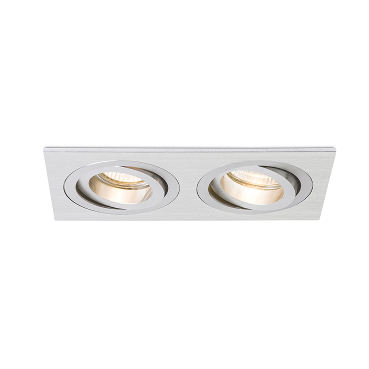 PASADENA GU10 SQ II | dubbele kantelbare inbouwspot | 2x GU10 | geborsteld aluminium | met of zonder lichtbron