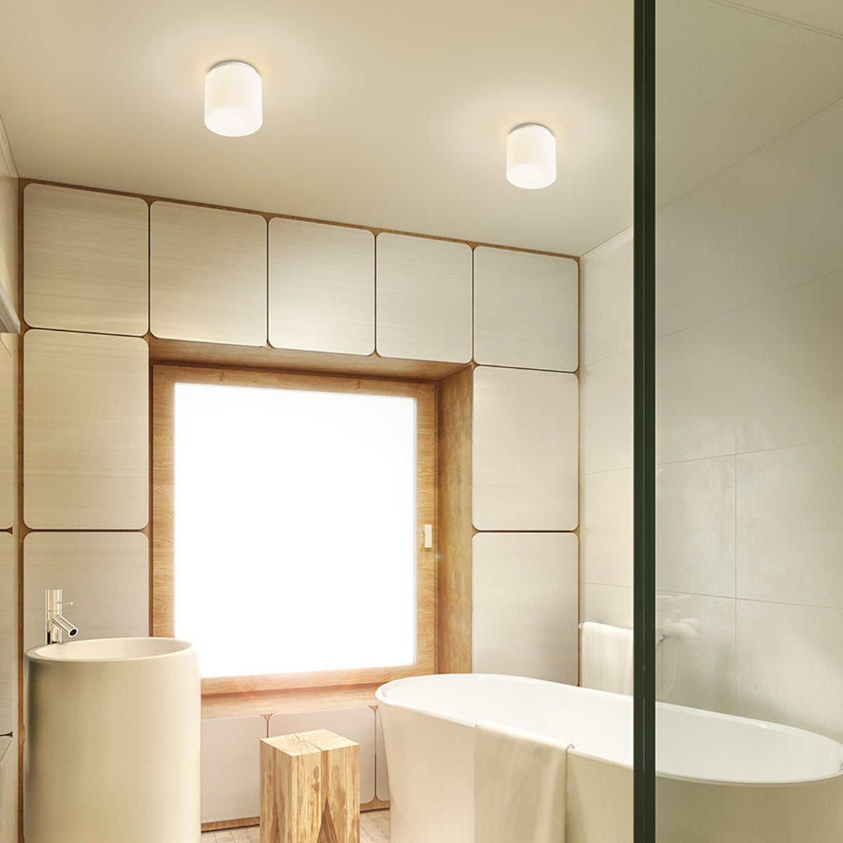 ARANA R 17 | lámpara de techo para baño | E27 | vidrio opalino sobre cromo 17 cm | IP44 | con o sin fuente de luz