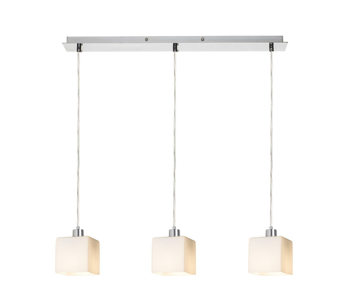 DADOS III 60 | závěsné svítidlo | 3× E27 | opálové sklo s chromem 64 cm | se světelným zdrojem nebo bez něj