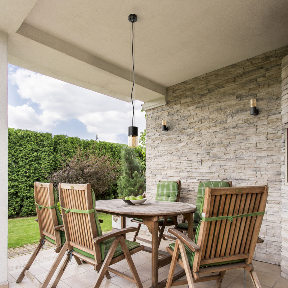 QUINN wall lamp | outdoor wall lamp with amber glass | E27 | IP54 | black | with or without light source
