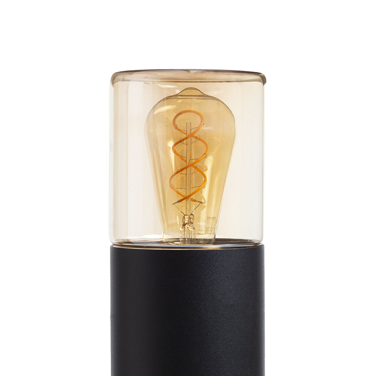 QUINN 60 | tuinpaal 60 cm met amberglas | E27 | IP54 | zwart | met of zonder lichtbron