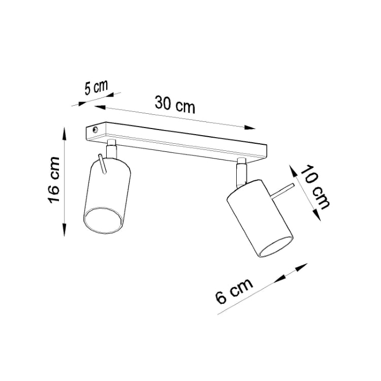 RING 2 | plafondlamp | 2 richtbare spots | GU10 zwart