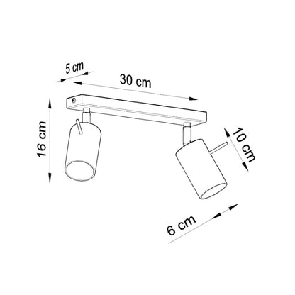 RING 2 | plafondlamp | 2 richtbare spots | GU10 zwart