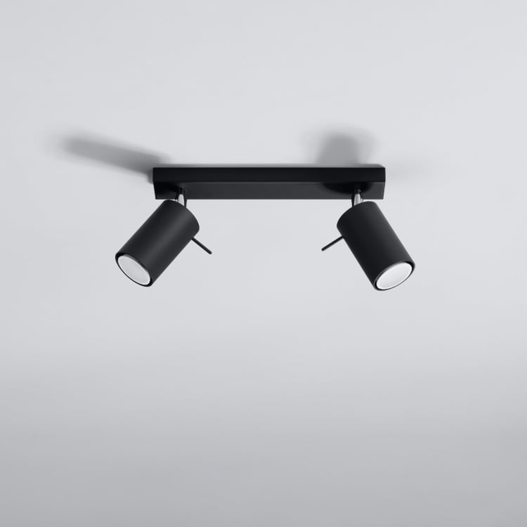 RING 2 | plafondlamp | 2 richtbare spots | GU10 zwart