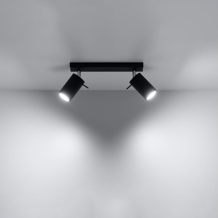RING 2 | plafondlamp | 2 richtbare spots | GU10 zwart