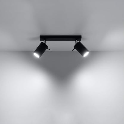 RING 2 | plafondlamp | 2 richtbare spots | GU10 zwart