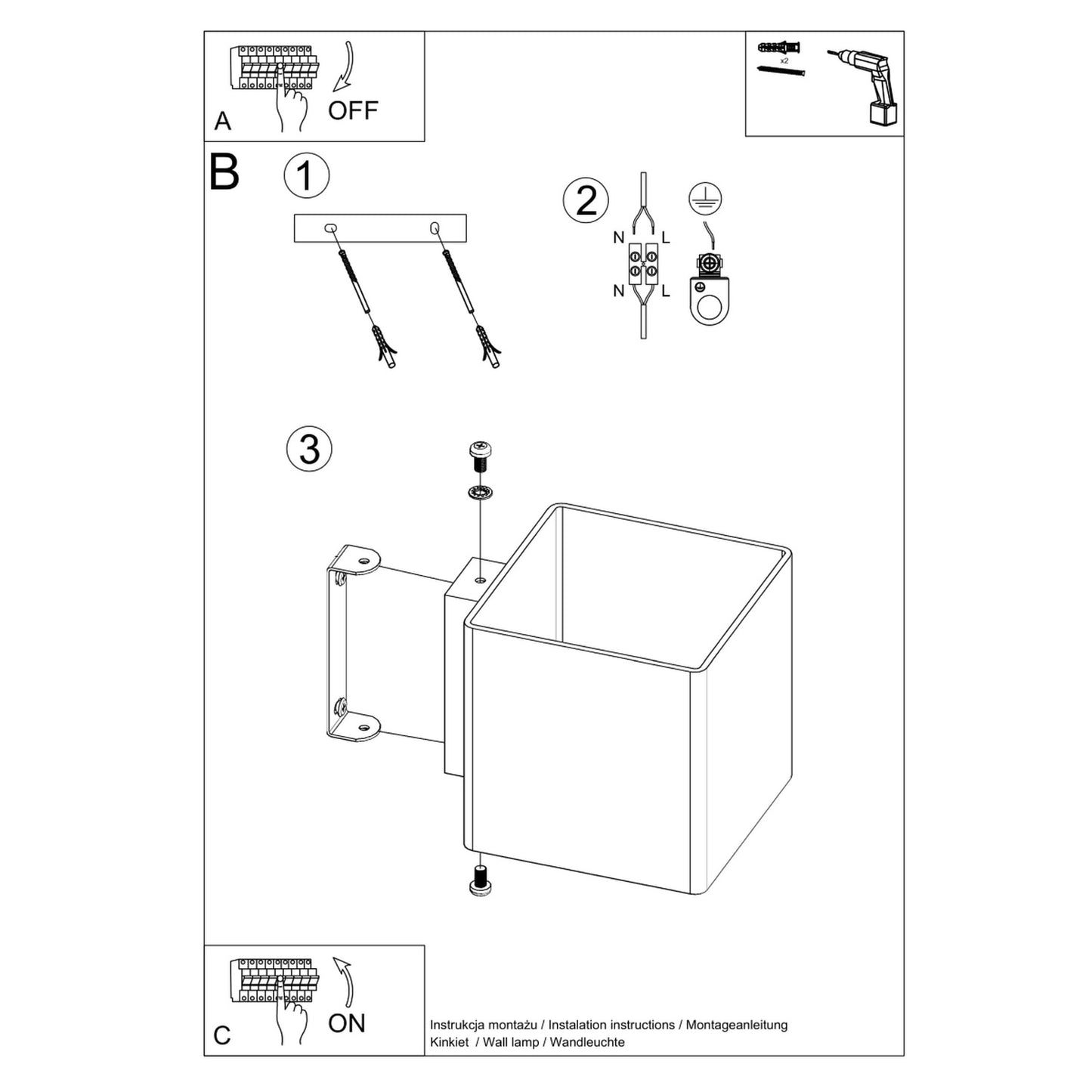RICO vierkante wandlamp wit