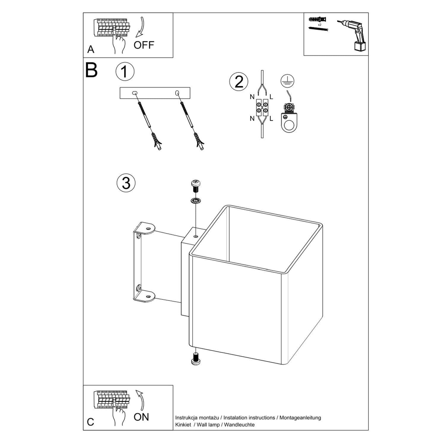 RICO vierkante wandlamp wit