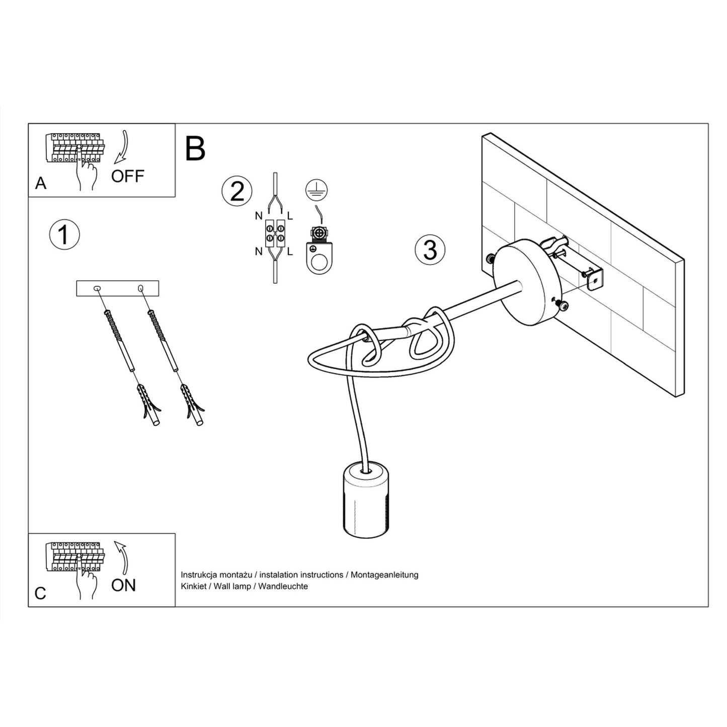 EDISON wandlamp zwart