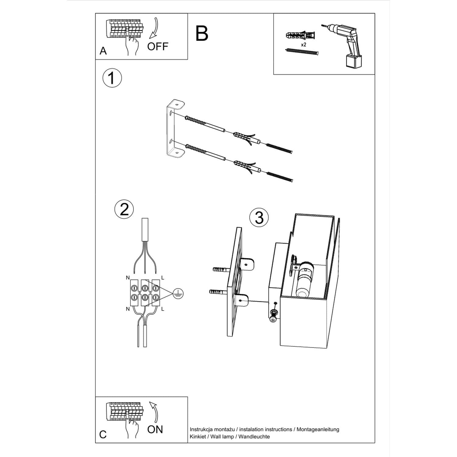 PIEGARE langwerpige wandlamp wit