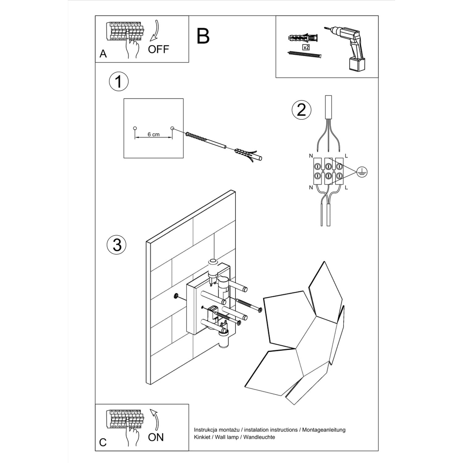 PENTA wandlamp zwart