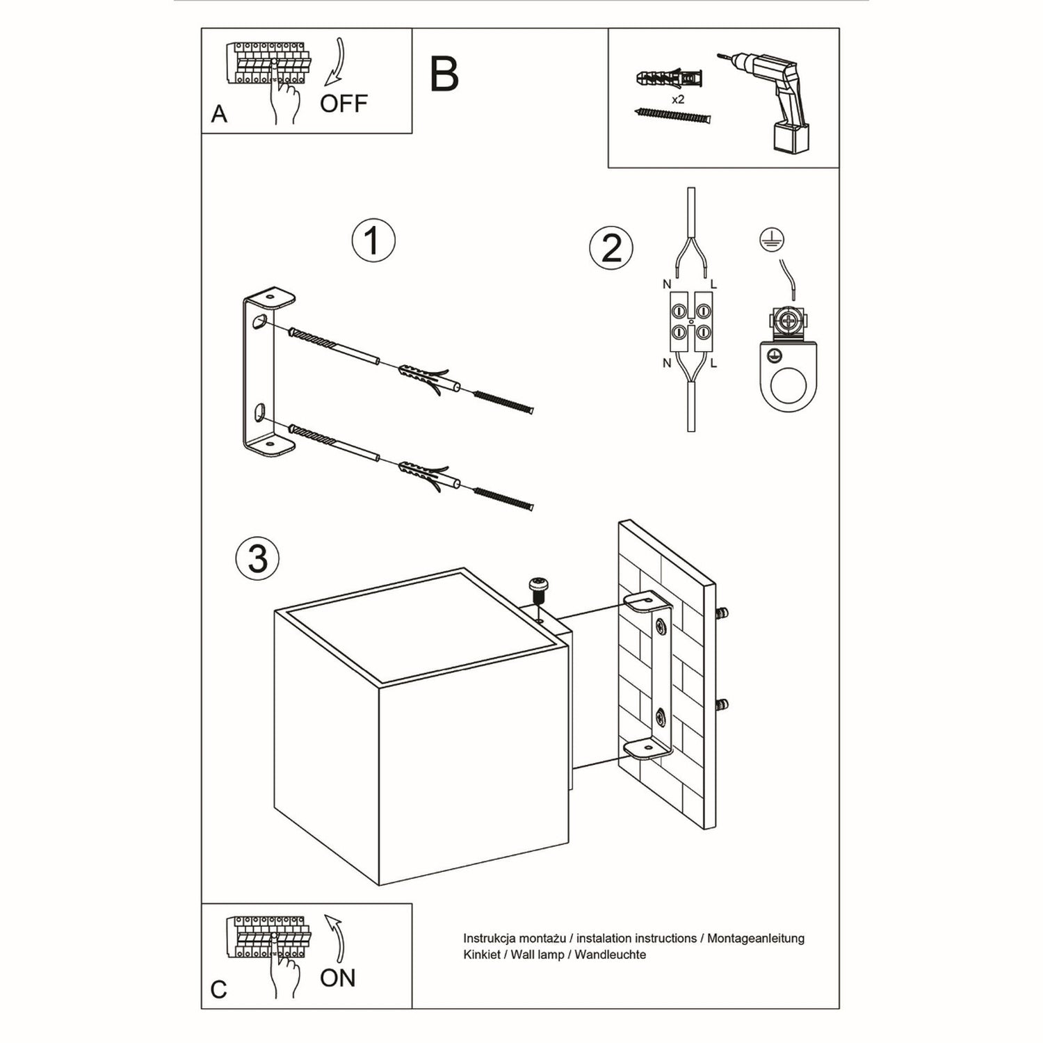 QUAD wandlamp beton grijs