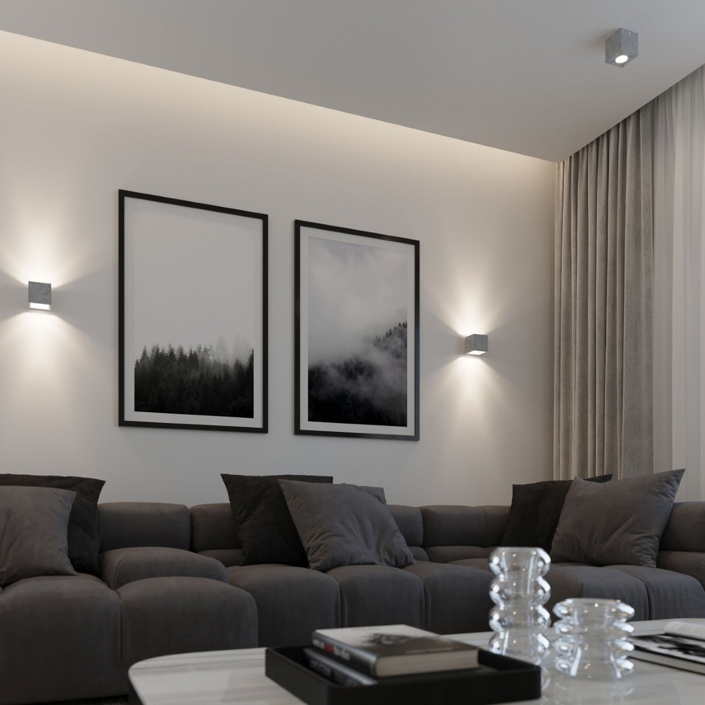 QUAD wandlamp beton grijs