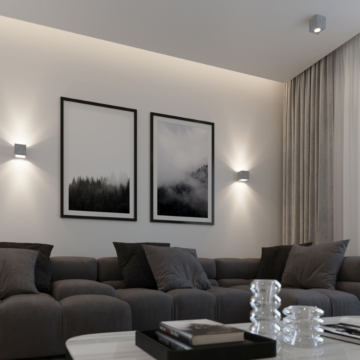 QUAD wandlamp beton grijs