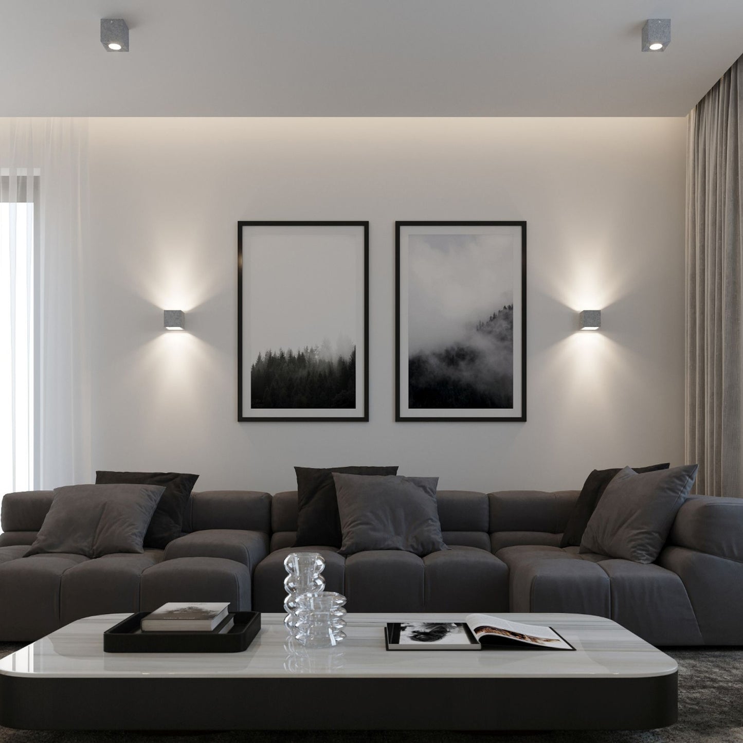 QUAD wandlamp beton grijs