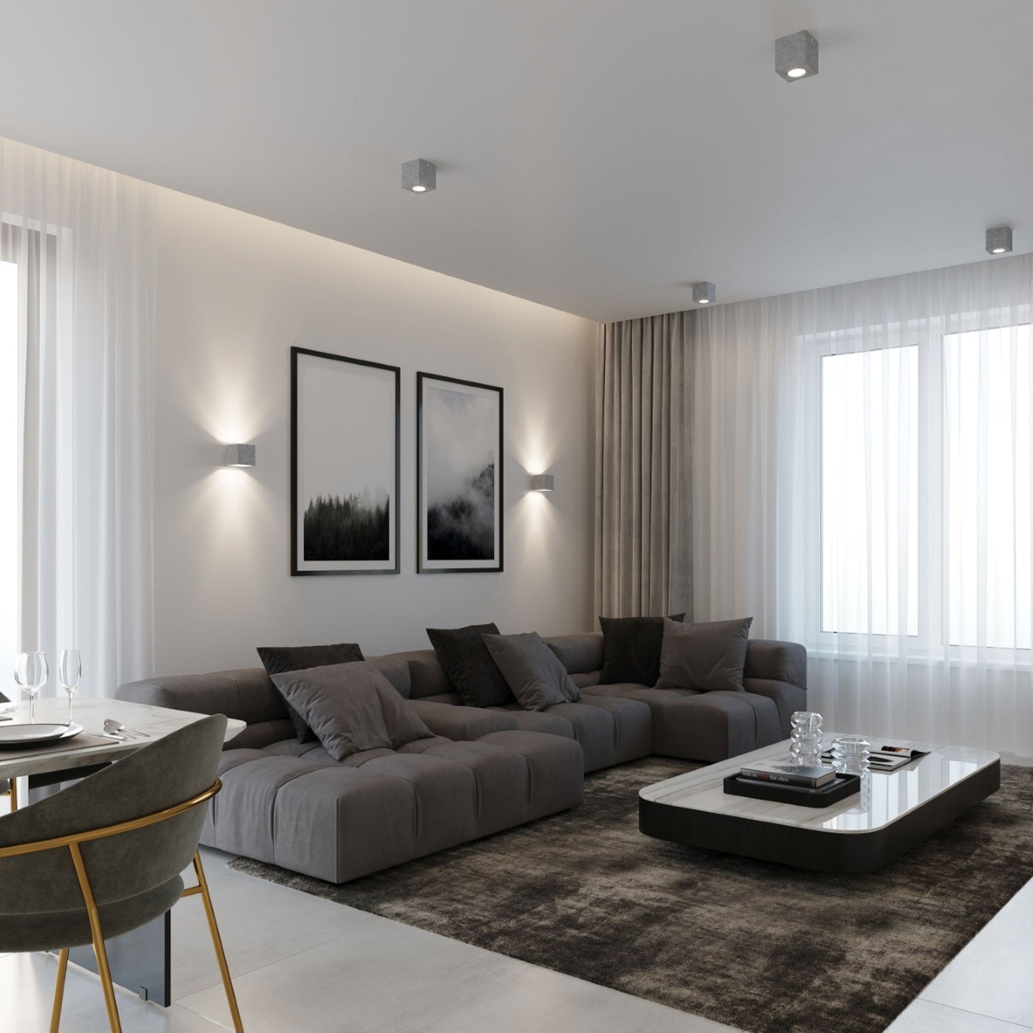 QUAD wandlamp beton grijs