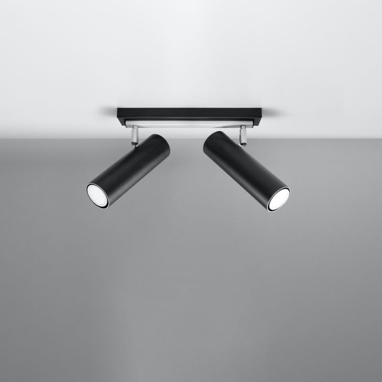 DIREZIONE 2 | plafondlamp | 2 spots cilinder | GU10 zwart