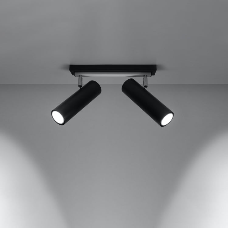 DIREZIONE 2 | plafondlamp | 2 spots cilinder | GU10 zwart
