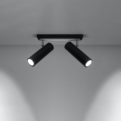 DIREZIONE 2 | plafondlamp | 2 spots cilinder | GU10 zwart