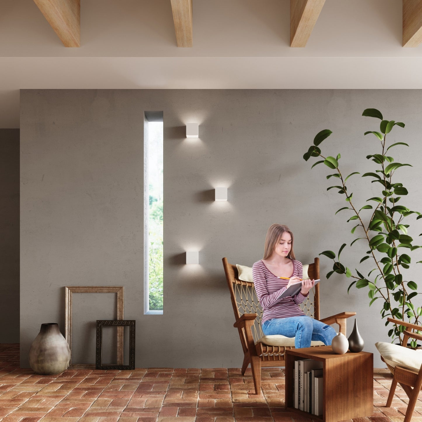 LUCA vierkante wandlamp wit led ip54