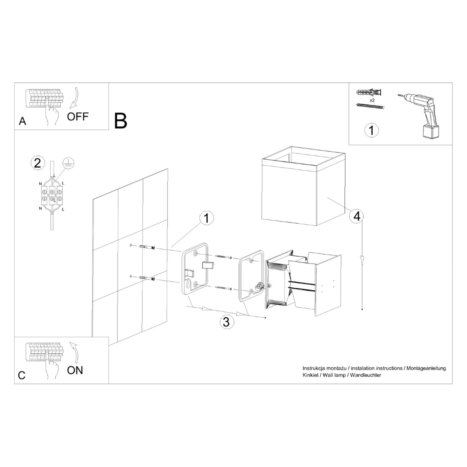 LUCA vierkante wandlamp zwart led ip54