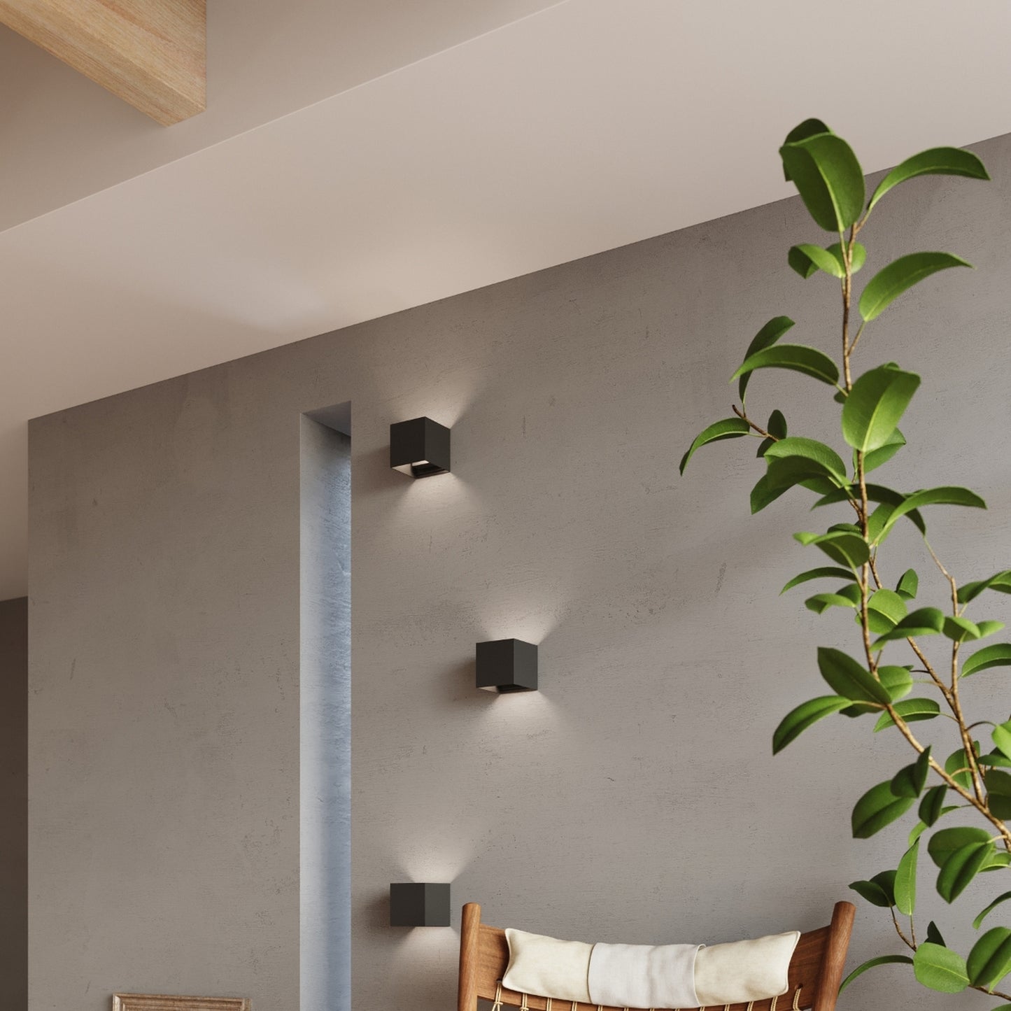 LUCA vierkante wandlamp zwart led ip54