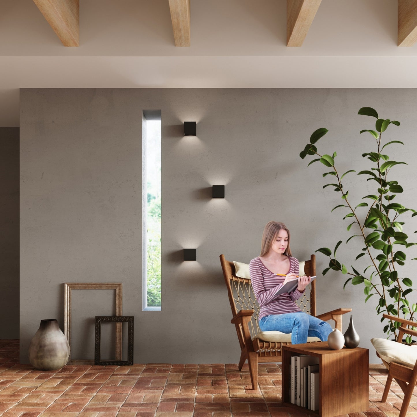 LUCA vierkante wandlamp zwart led ip54