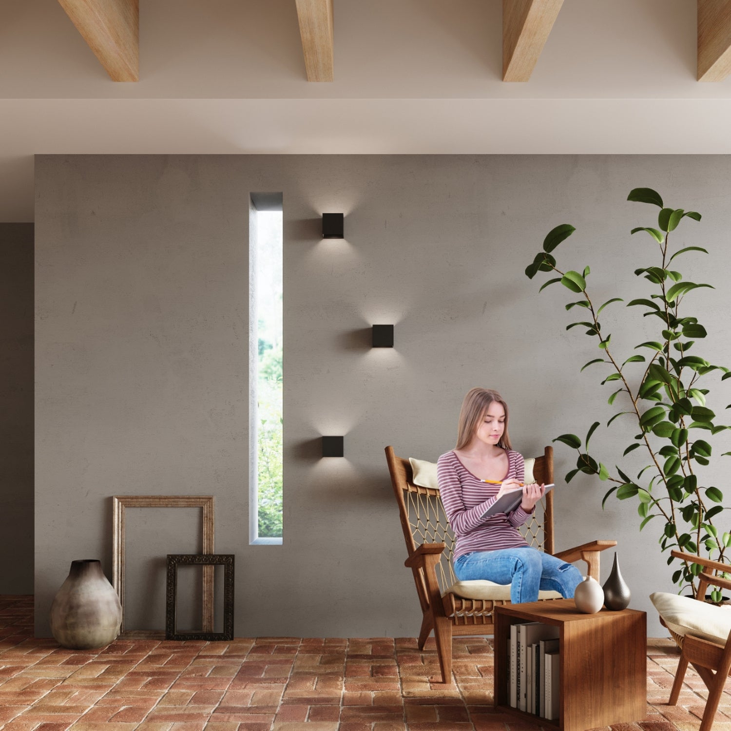 LUCA vierkante wandlamp zwart led ip54