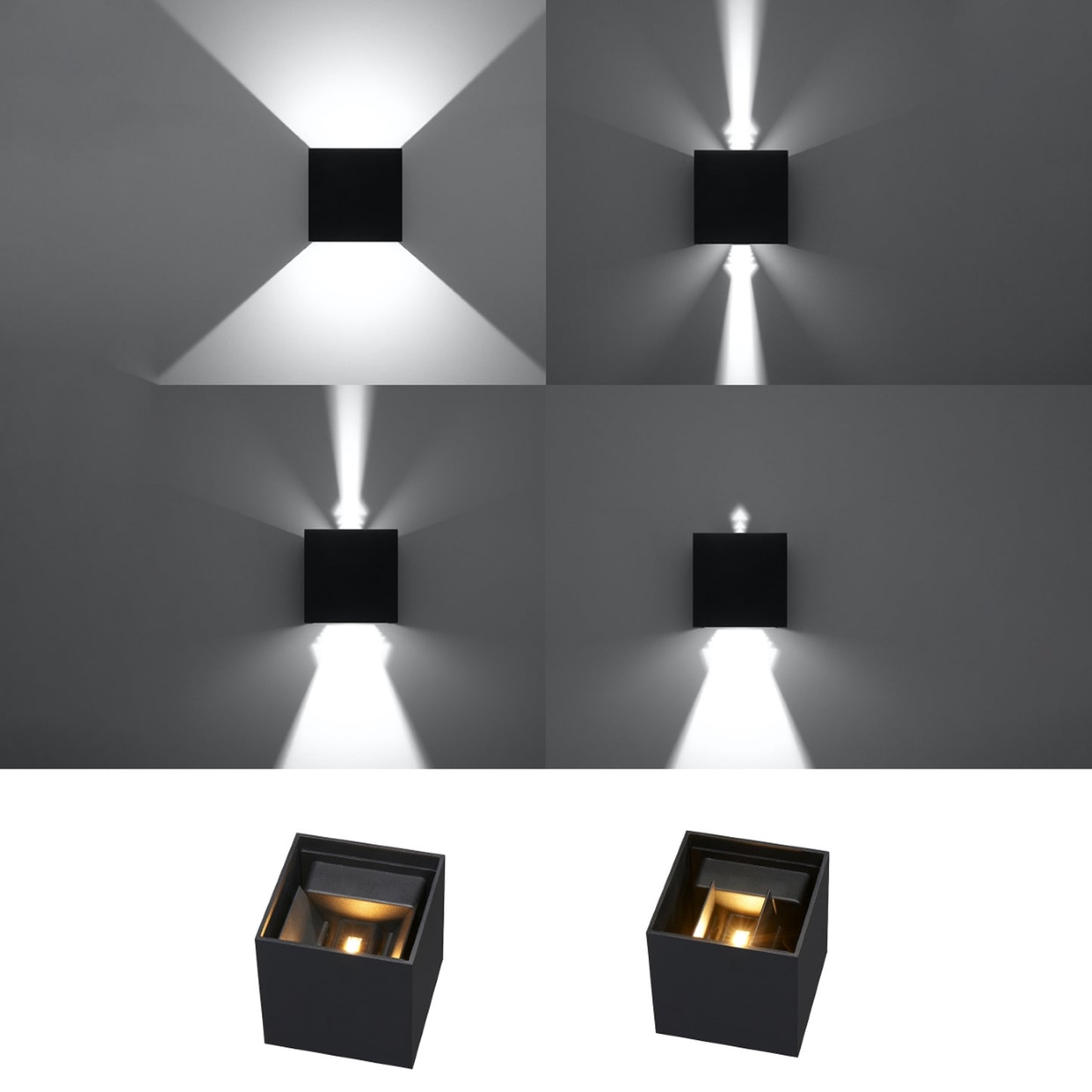 LUCA vierkante wandlamp zwart led ip54