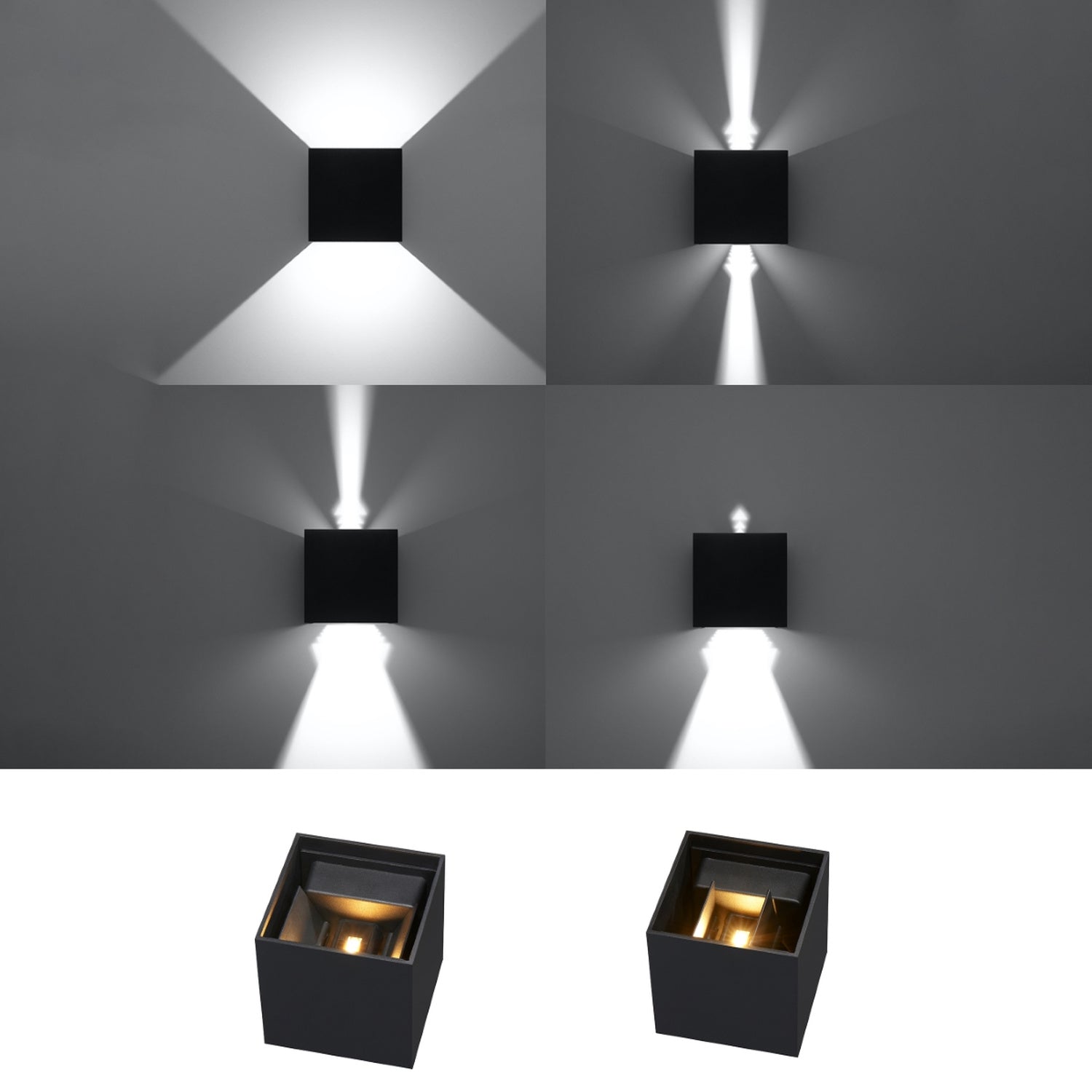 LUCA vierkante wandlamp zwart led ip54