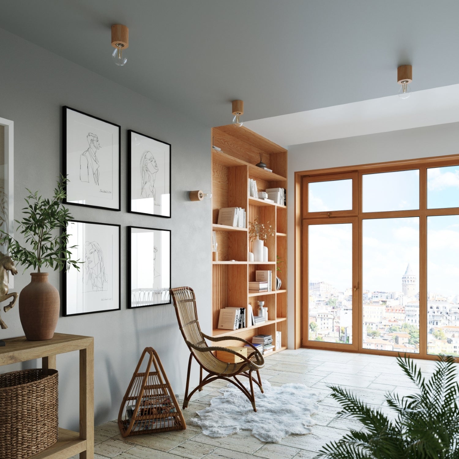 SALGADO cilindrische wandlamp naturel hout