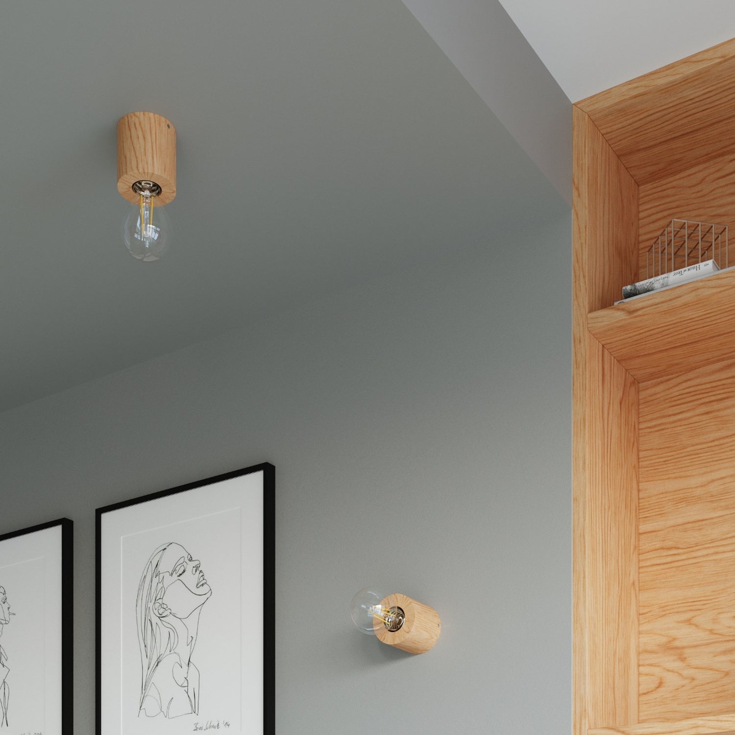 SALGADO cilindrische wandlamp naturel hout